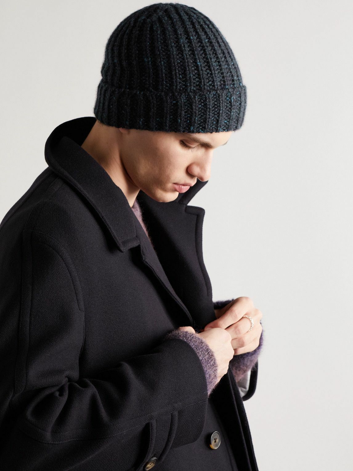 Johnstons of Elgin Ribbed Donegal Cashmere Beanie Johnstons of Elgin