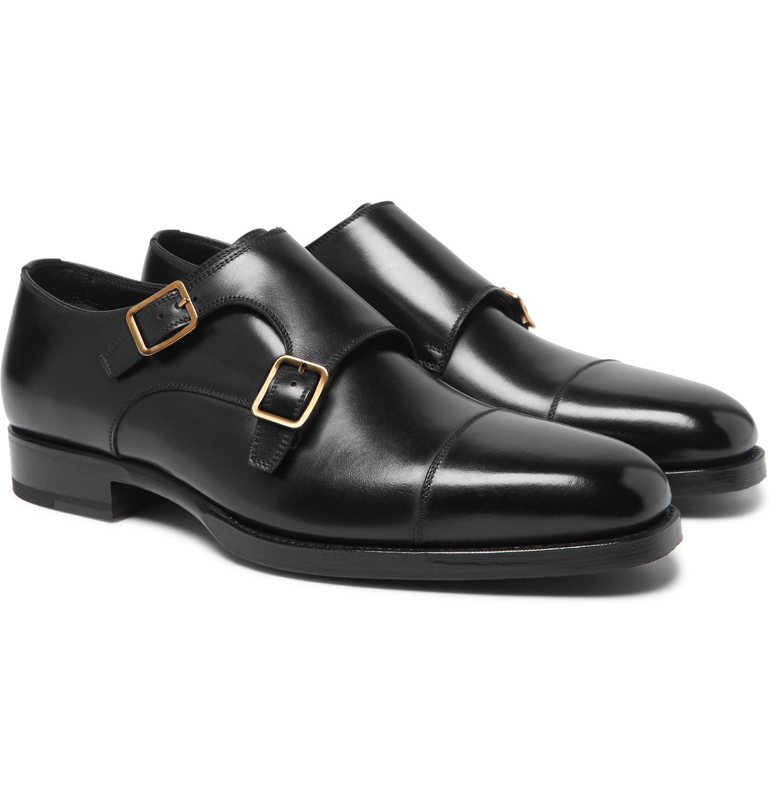 TOM FORD - Wessex Cap-Toe Leather Monk-Strap Shoes - Black TOM FORD