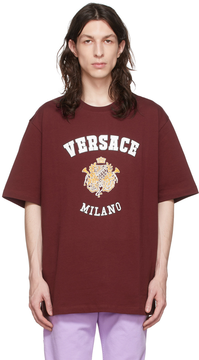 burgundy versace shirt