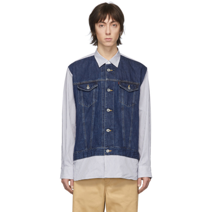 levis blue and white striped shirt