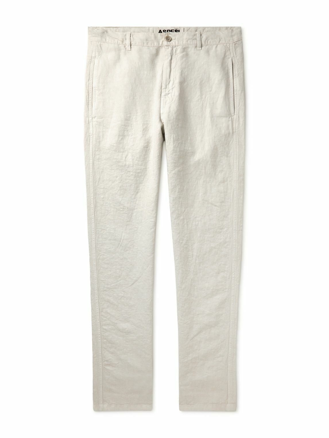 Photo: Aspesi - Straight-Leg Linen Trousers - White