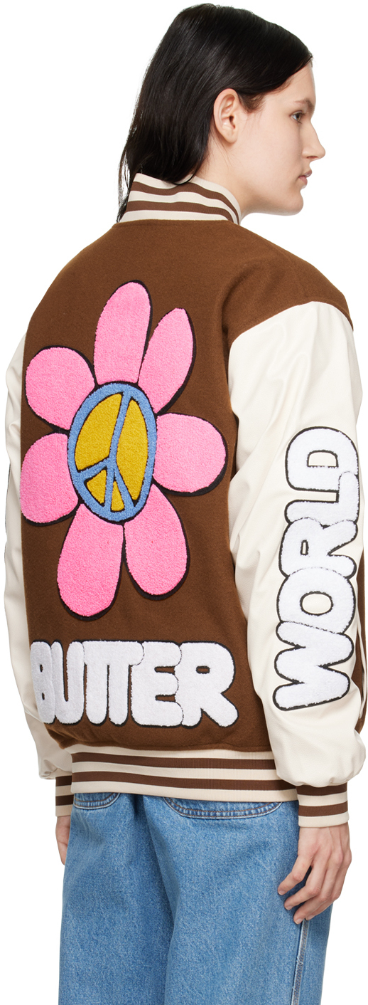 Butter Goods Brown 'World Peace' Varsity Jacket Butter Goods