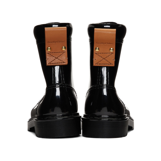 see by chloé black florrie rain boots