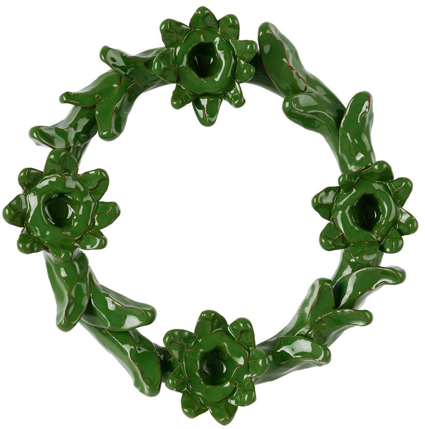 GERSTLEY Green Circle Flower Candle Holder