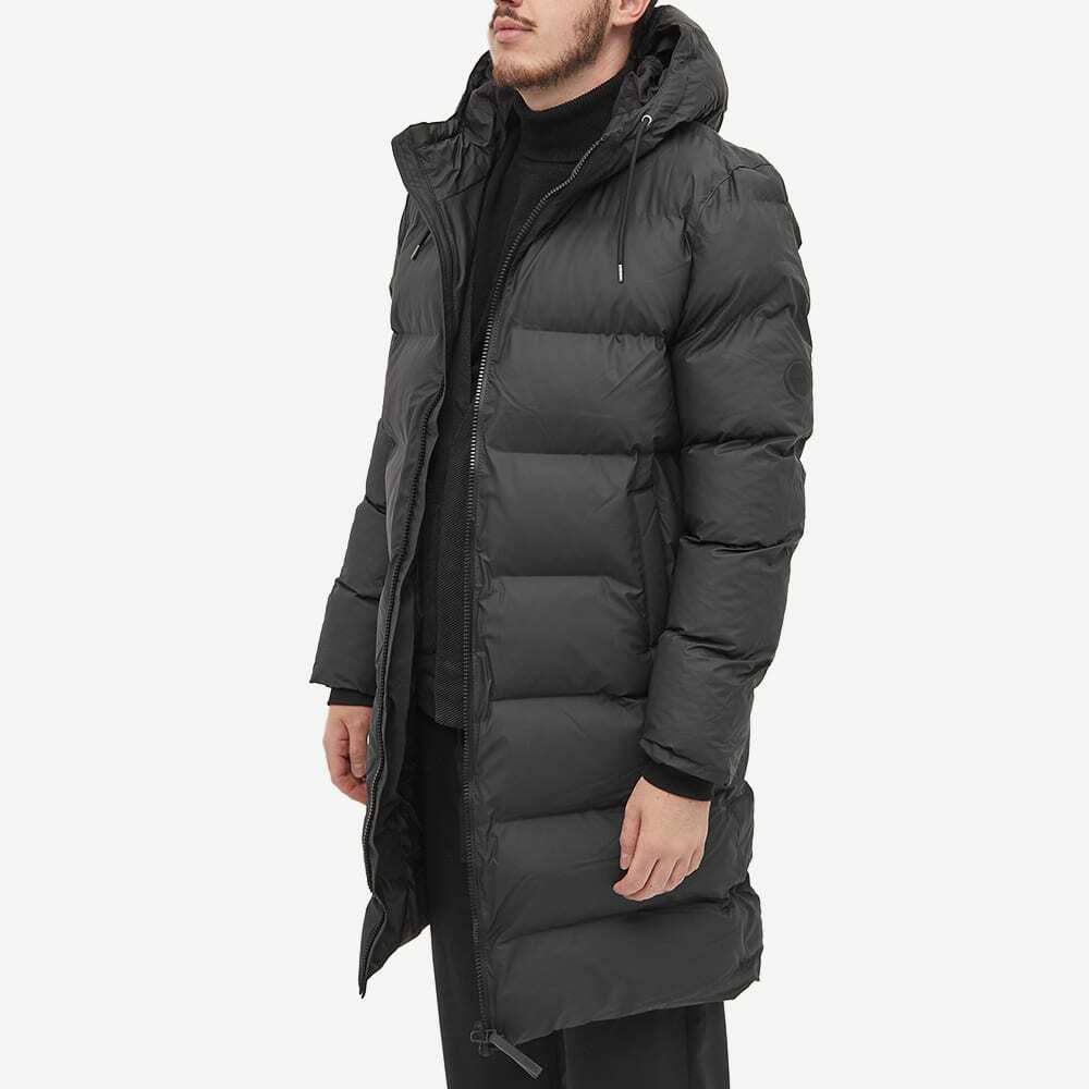 Rains Men's Long Puffer Jacket in Black Rains
