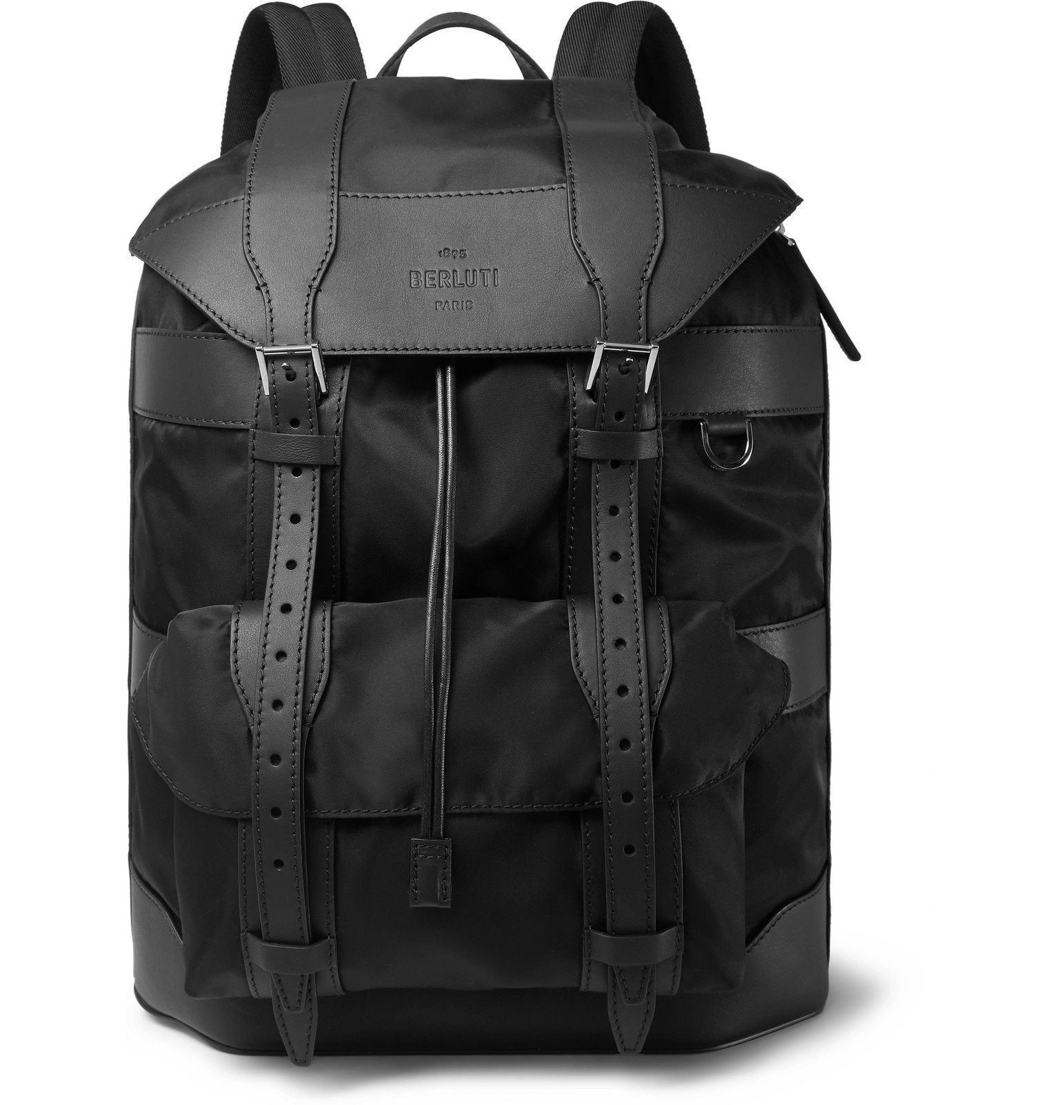 leather and nylon backpack