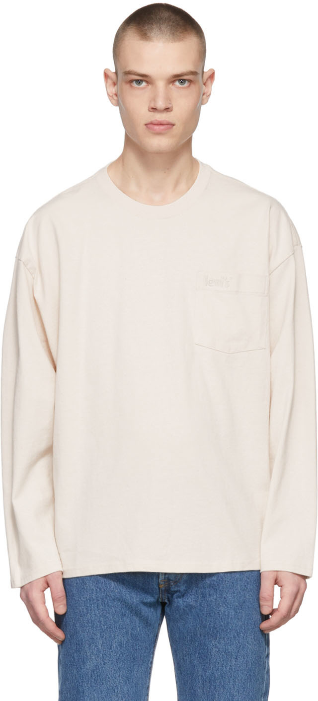 Photo: Levi's Off-White Slouchy Pocket Long Sleeve T-Shirt