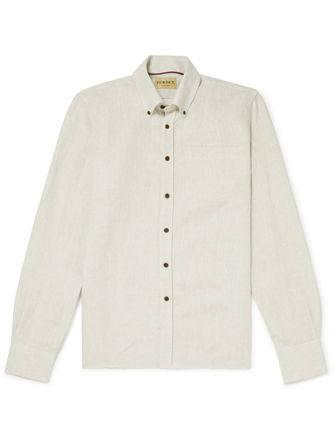 Purdey ButtonDown Collar Linen Shirt Neutrals Purdey