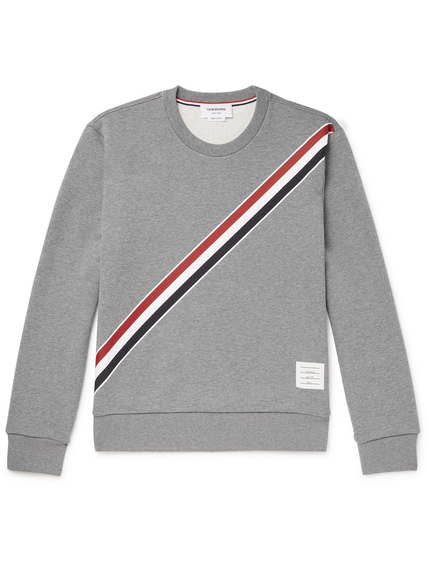 THOM BROWNE - Striped Loopback Cotton-Jersey Sweatshirt - Gray - 1 Thom ...
