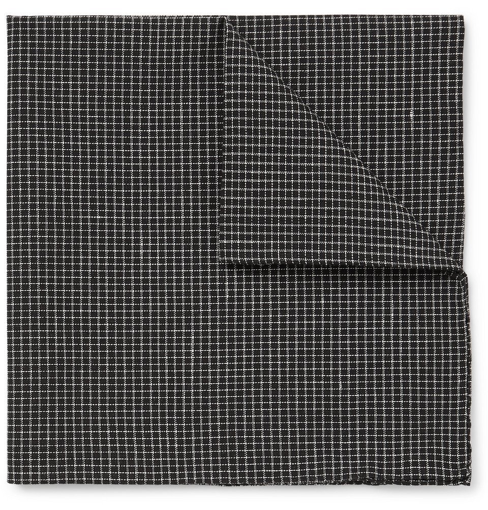 Oliver Spencer - Kersley Micro-Checked Cotton and Linen-Blend Pocket Square - Black