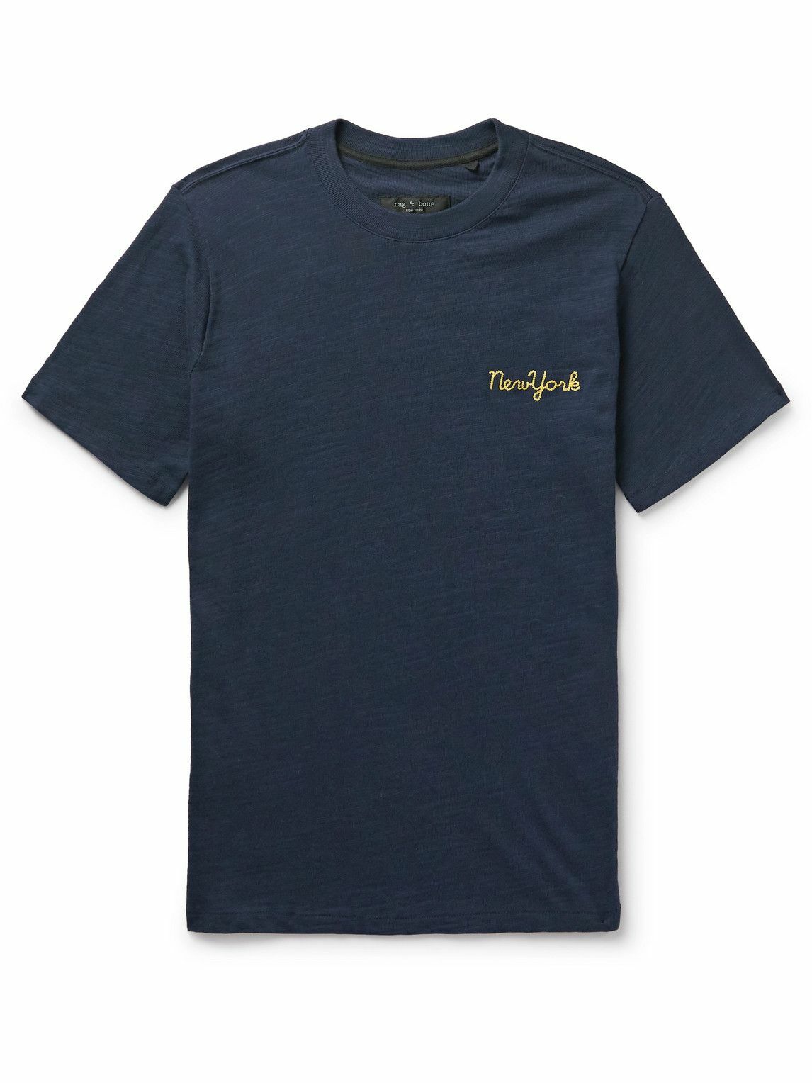 Rag & Bone - Logo-Embroidered Slub Cotton-Jersey T-Shirt - Blue Rag and ...