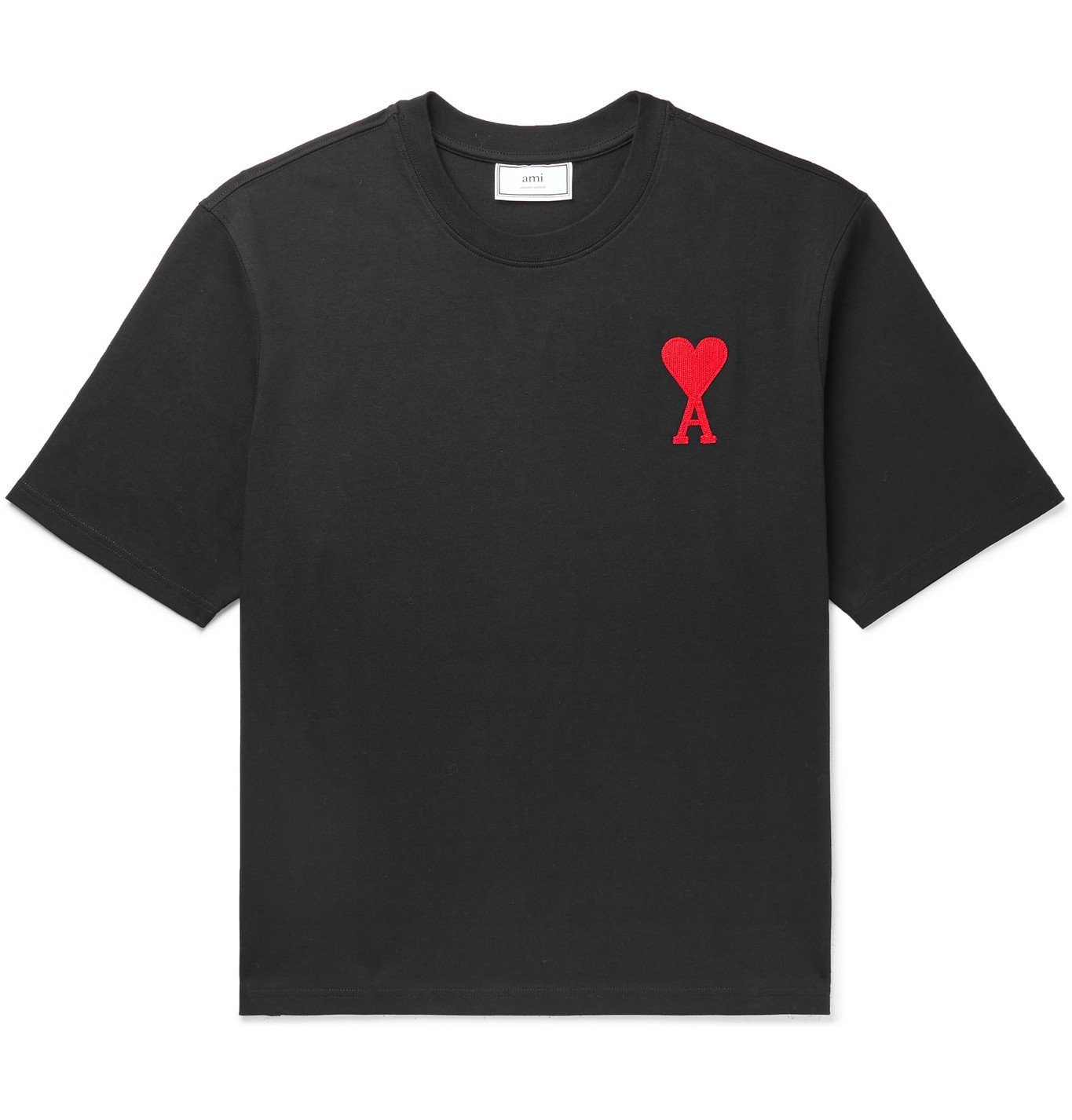 AMI - Logo-Appliquéd Cotton-Jersey T-Shirt - Black AMI