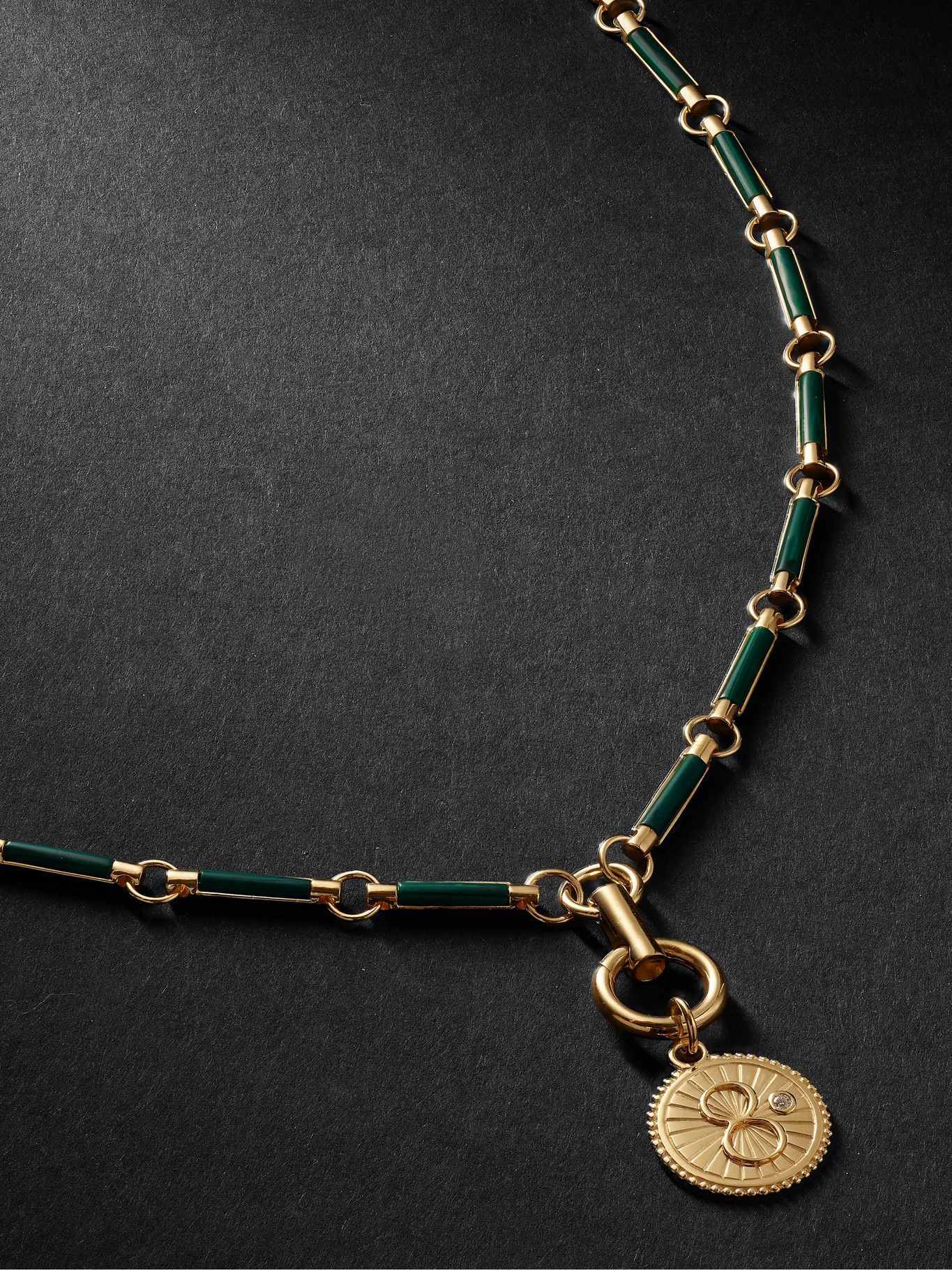 Foundrae - Karma 18-Karat Gold, Malachite and Diamond Necklace 