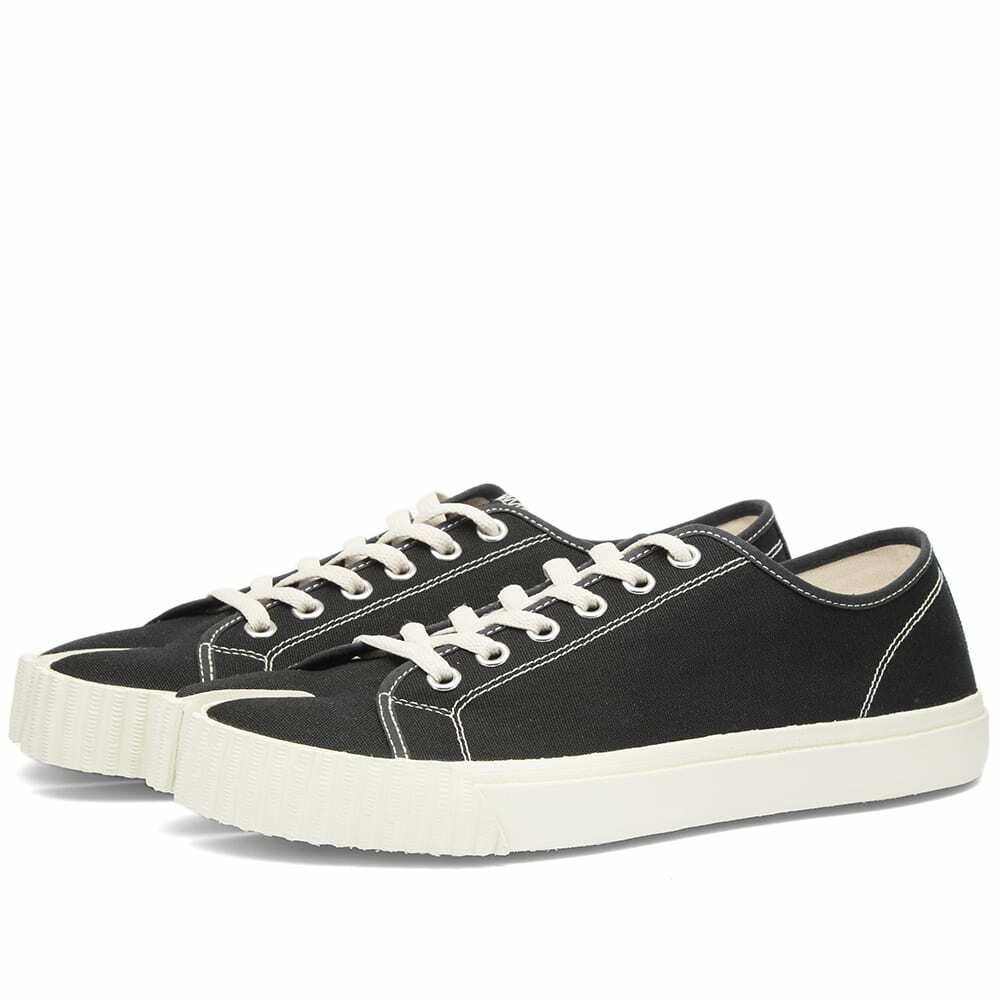 Maison Margiela Men's Canvas Tabi Low Sneakers in Black/White Maison ...