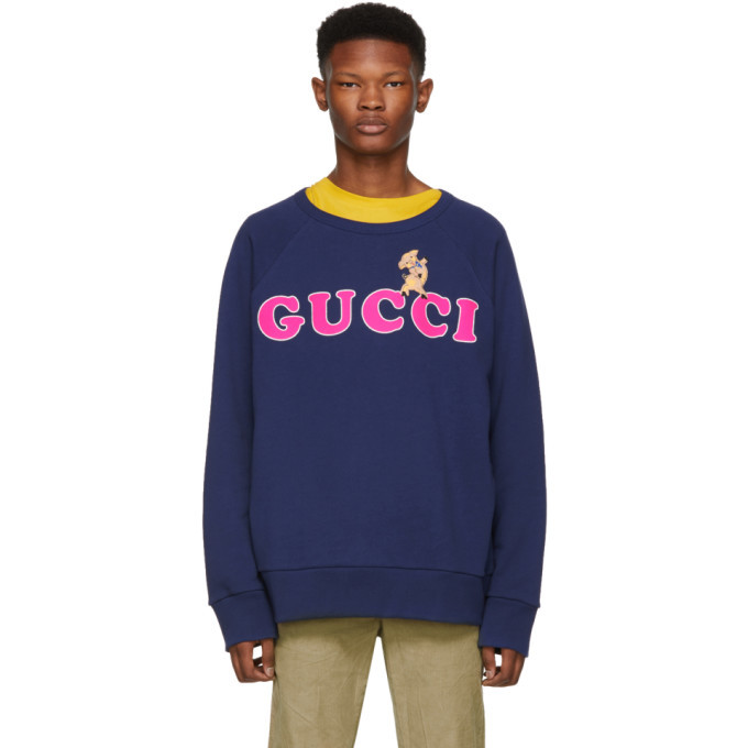 Gucci Navy Pig Embroidery Sweatshirt Gucci