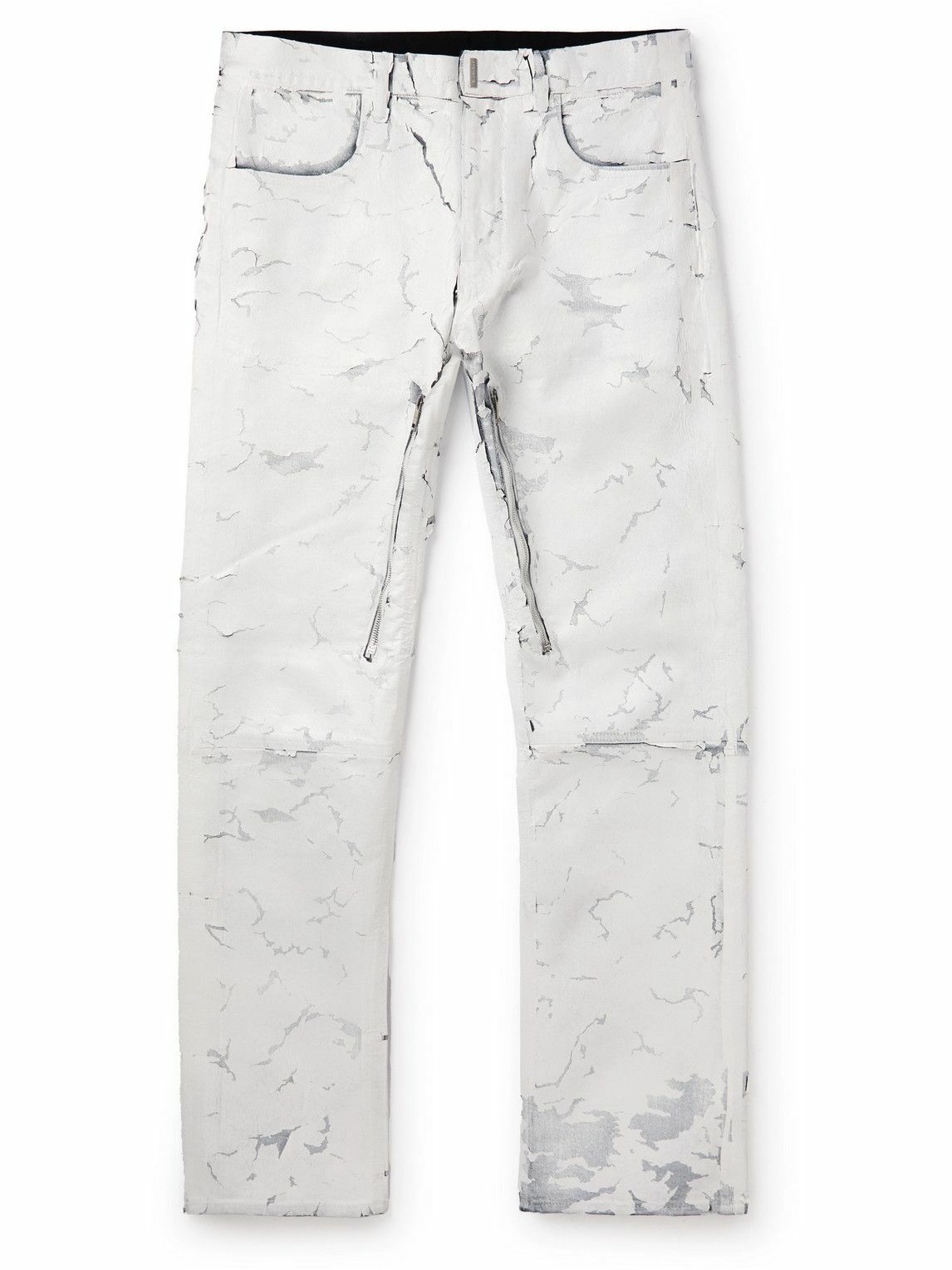 Givenchy StraightLeg Embellished Coated StretchDenim Jeans White