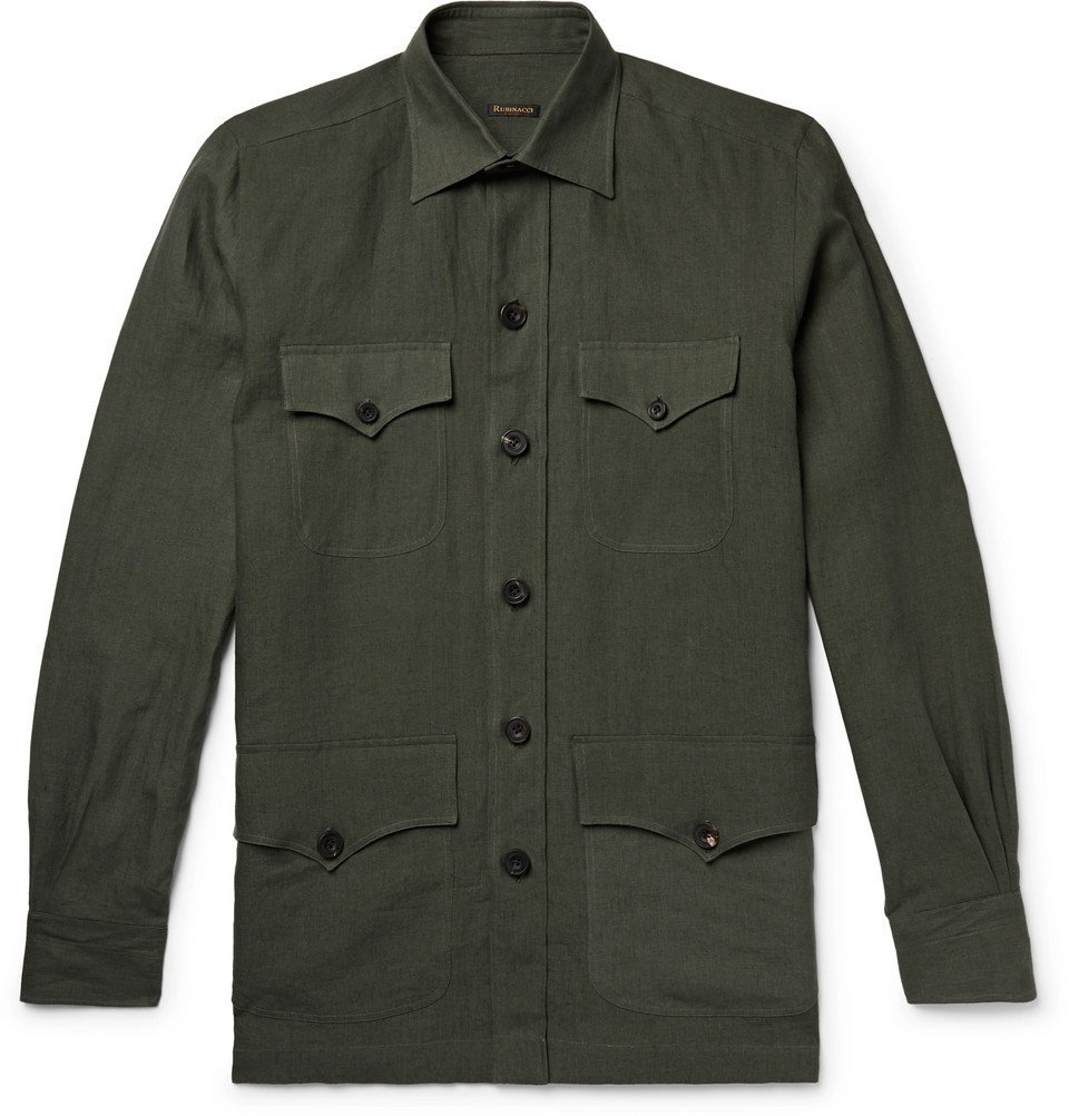 Rubinacci - Linen Shirt Jacket - Forest green Rubinacci