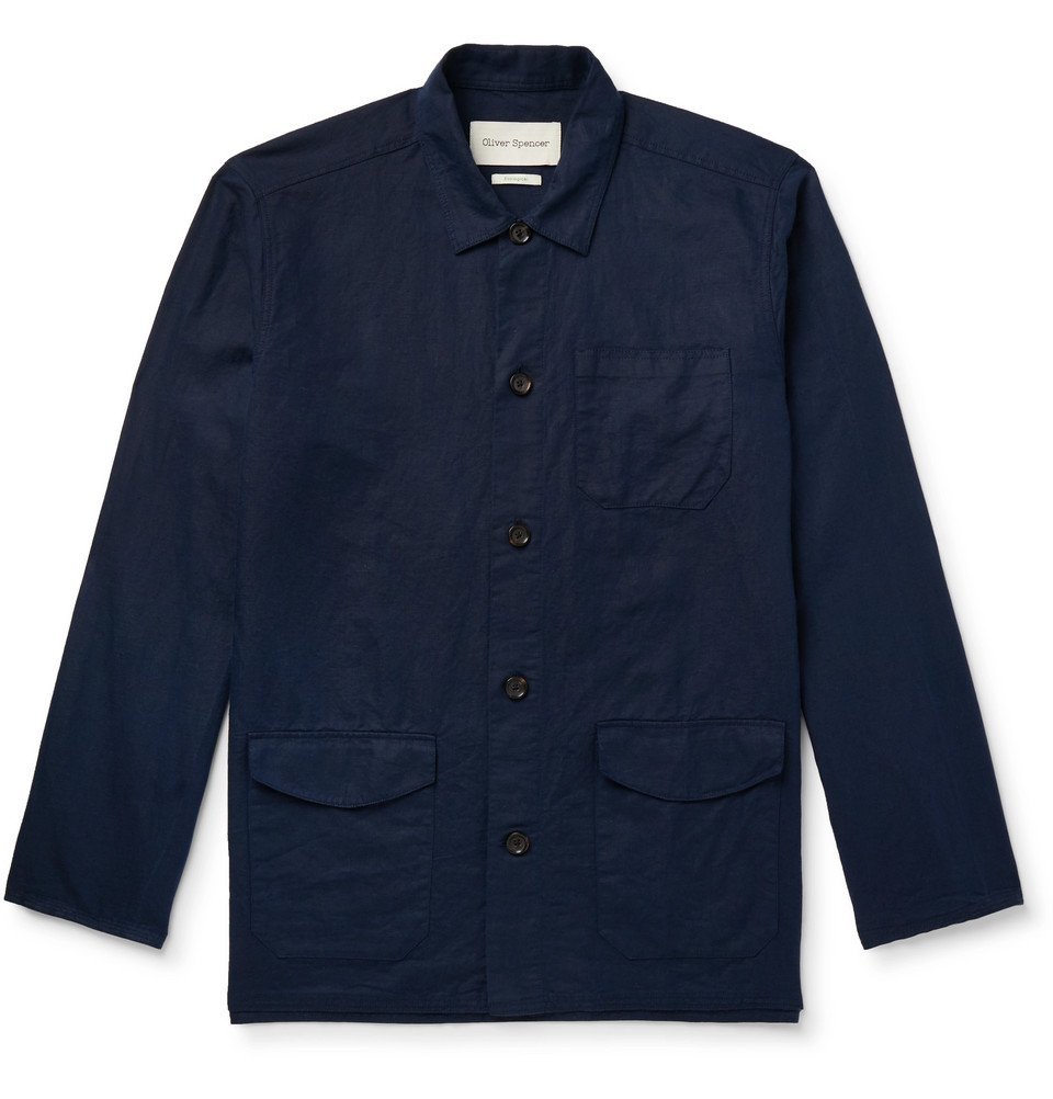Oliver Spencer - Linton Linen and Cotton-Blend Shirt Jacket - Blue