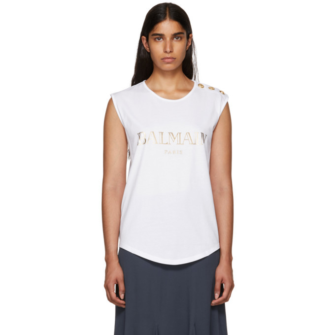 balmain t shirt sleeveless