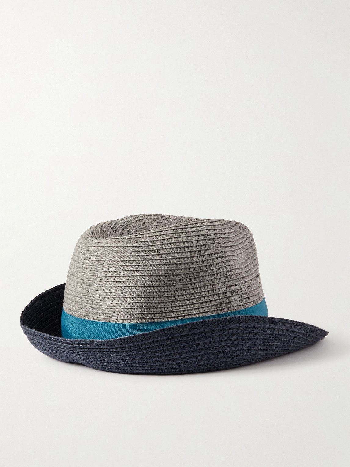 Womens Mens Accessories Mens Hats Paul Smith Grosgrain-trimmed Two-tone Straw Trilby Hat in Blue 
