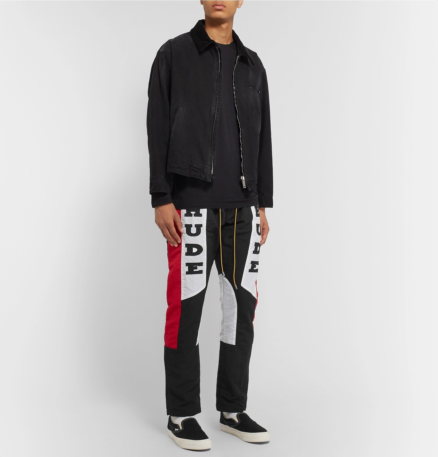 Rhude - Color-Block Logo-Appliquéd Shell Trousers - Black Rhude