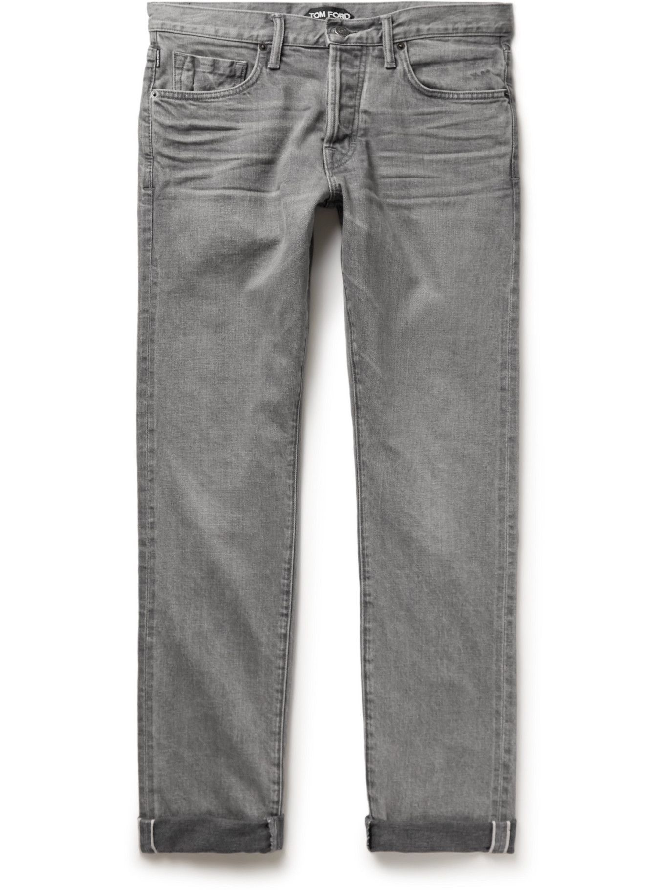 TOM FORD - Slim-Fit Selvedge Denim Jeans - Gray TOM FORD