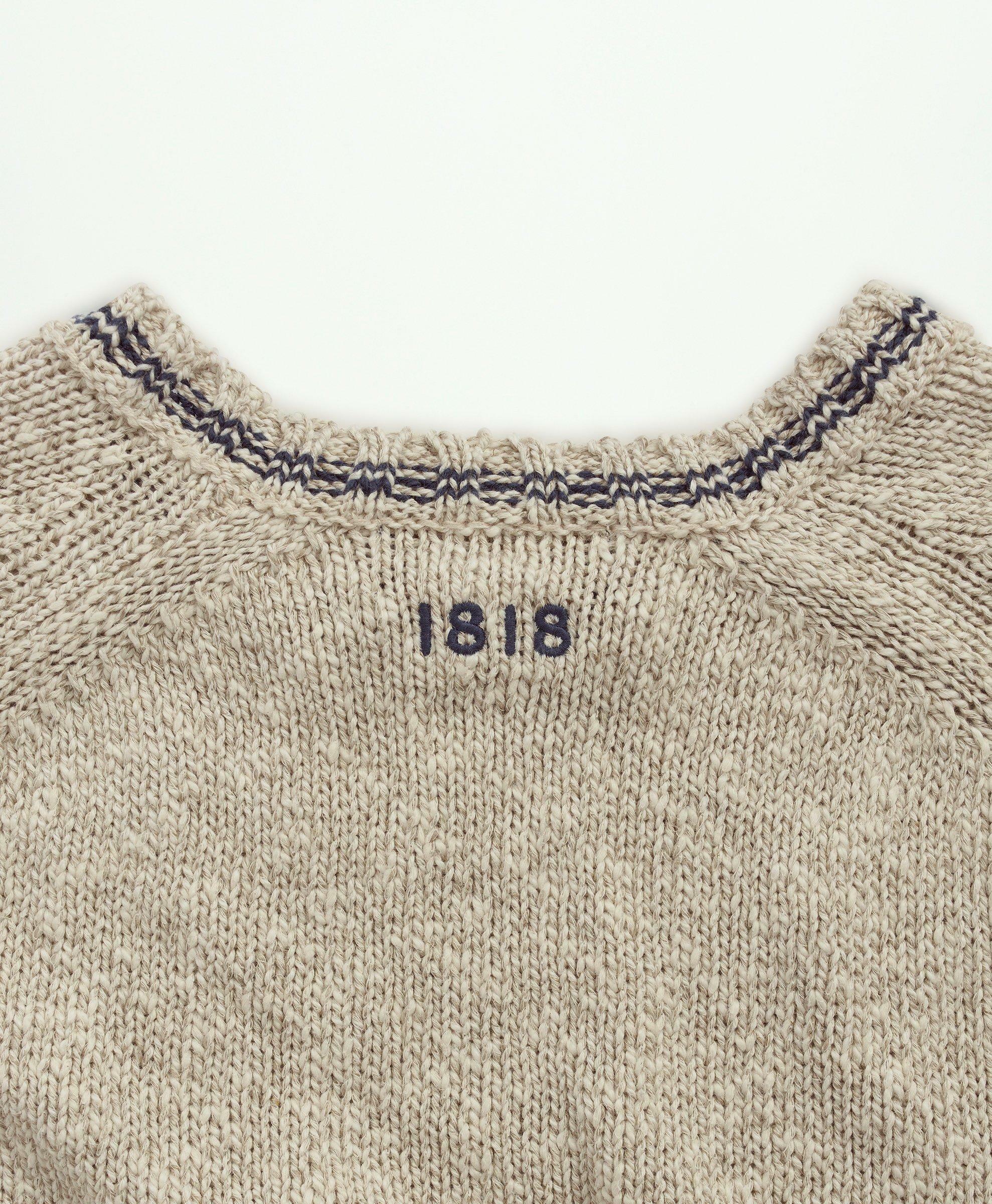Brooks Brothers Men's Cotton-Linen Tipped Jacquard Crewneck Sweater | Oatmeal