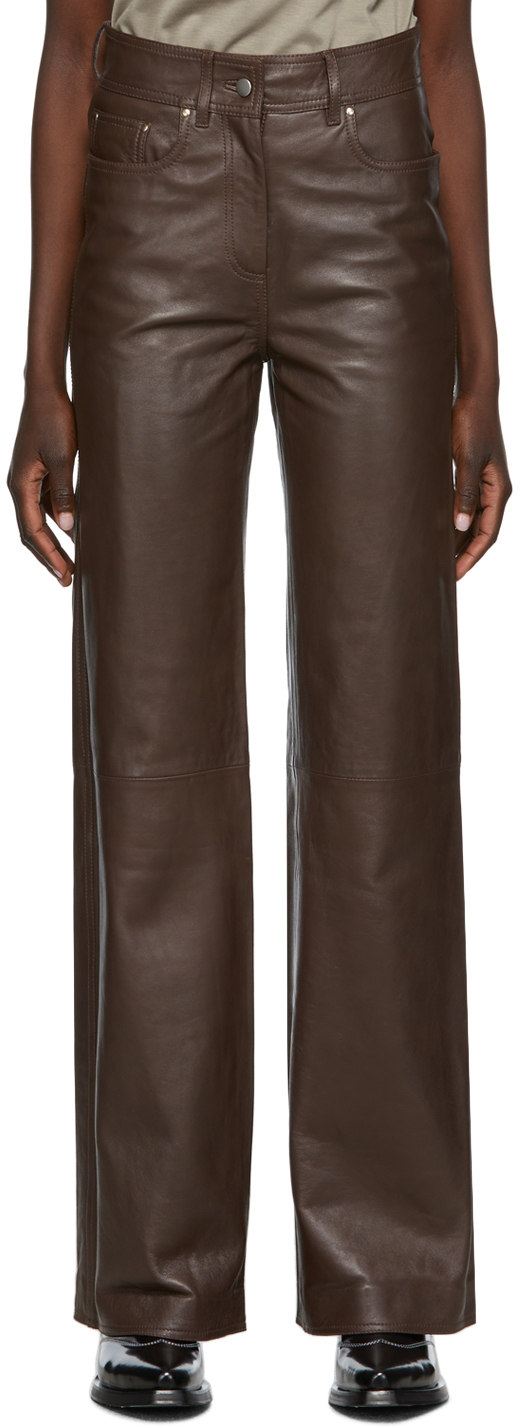 Stand Studio Brown Leather Aisha Trousers Stand Studio