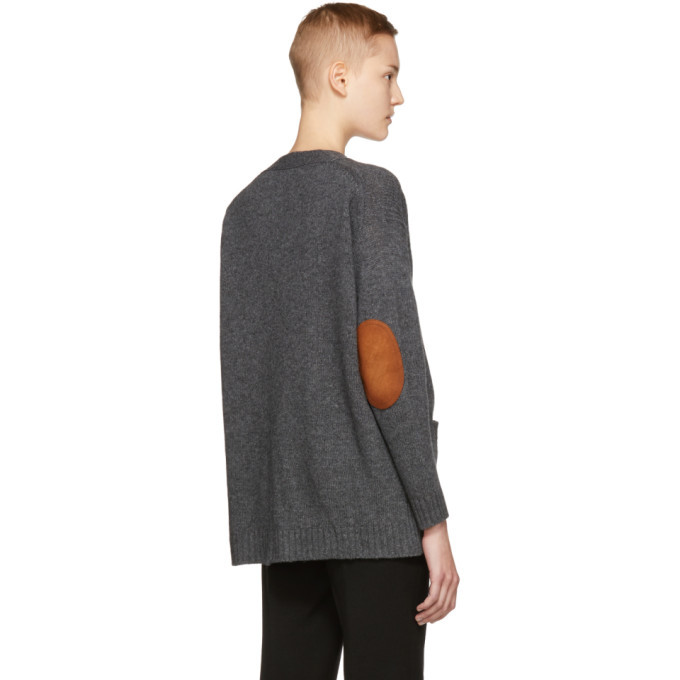 Prada Grey Wool and Cashmere Elbow Patches Cardigan Prada