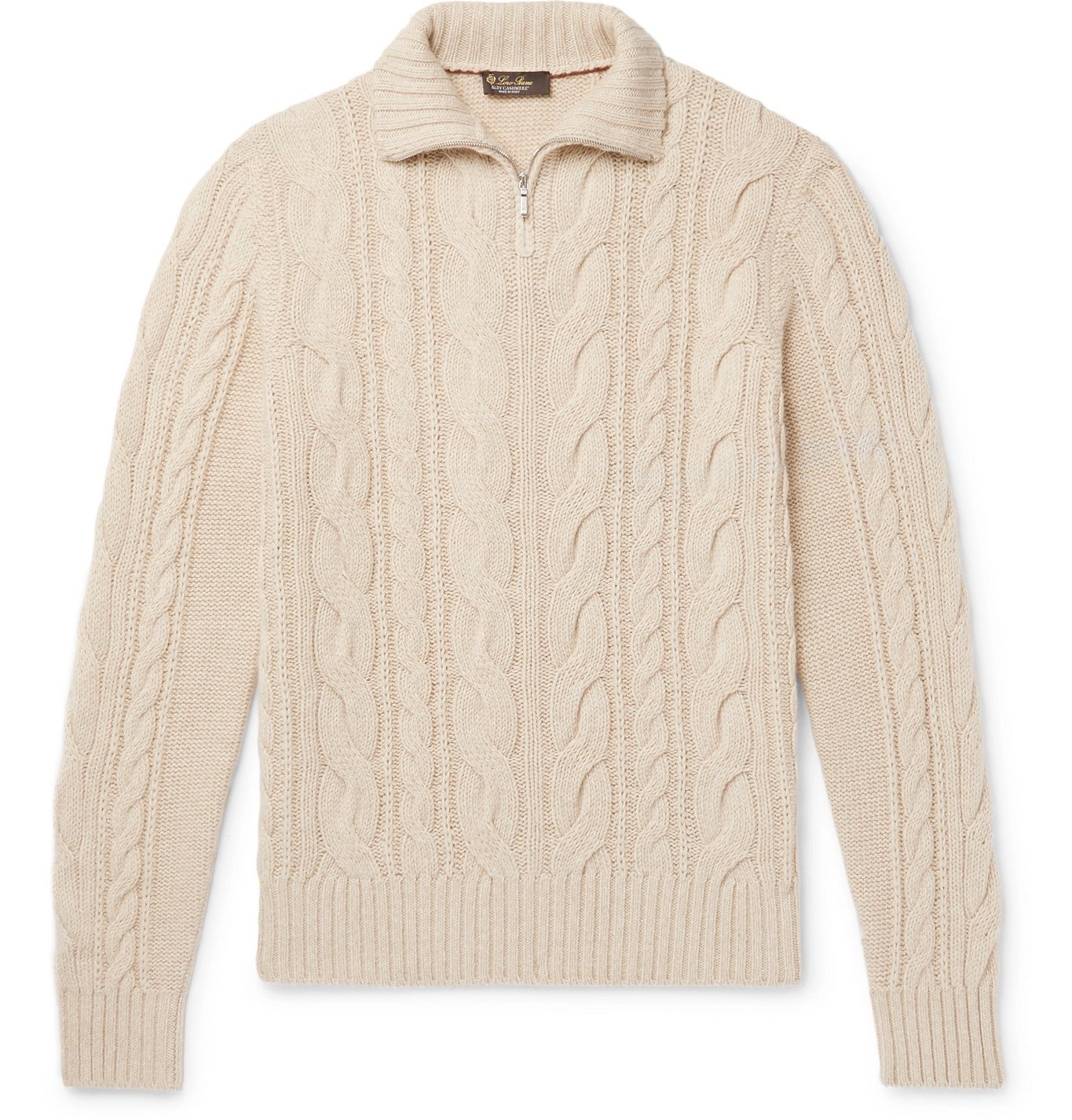 Loro Piana - Cable-Knit Baby Cashmere Half-Zip Sweater - Neutrals Loro ...
