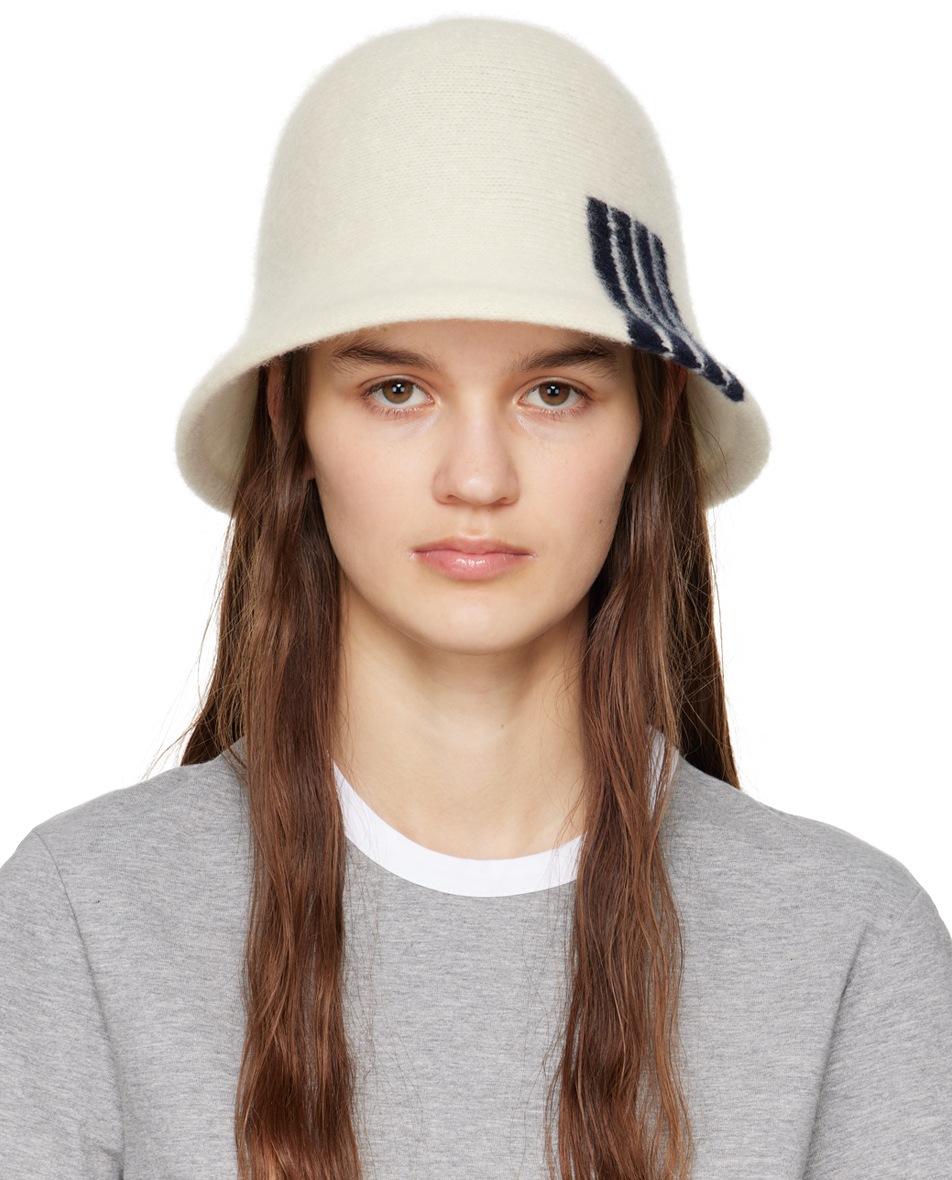 Thom Browne White 4-Bar Bucket Hat Thom Browne