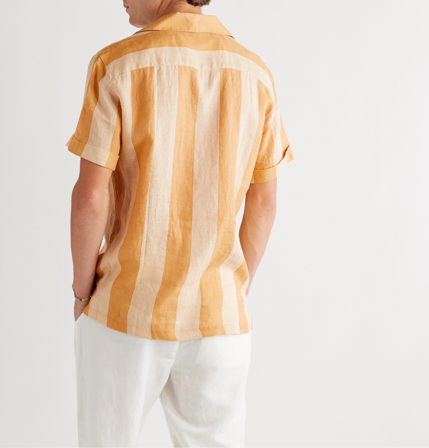 Frescobol Carioca - Camp-Collar Striped Linen Shirt - Yellow 