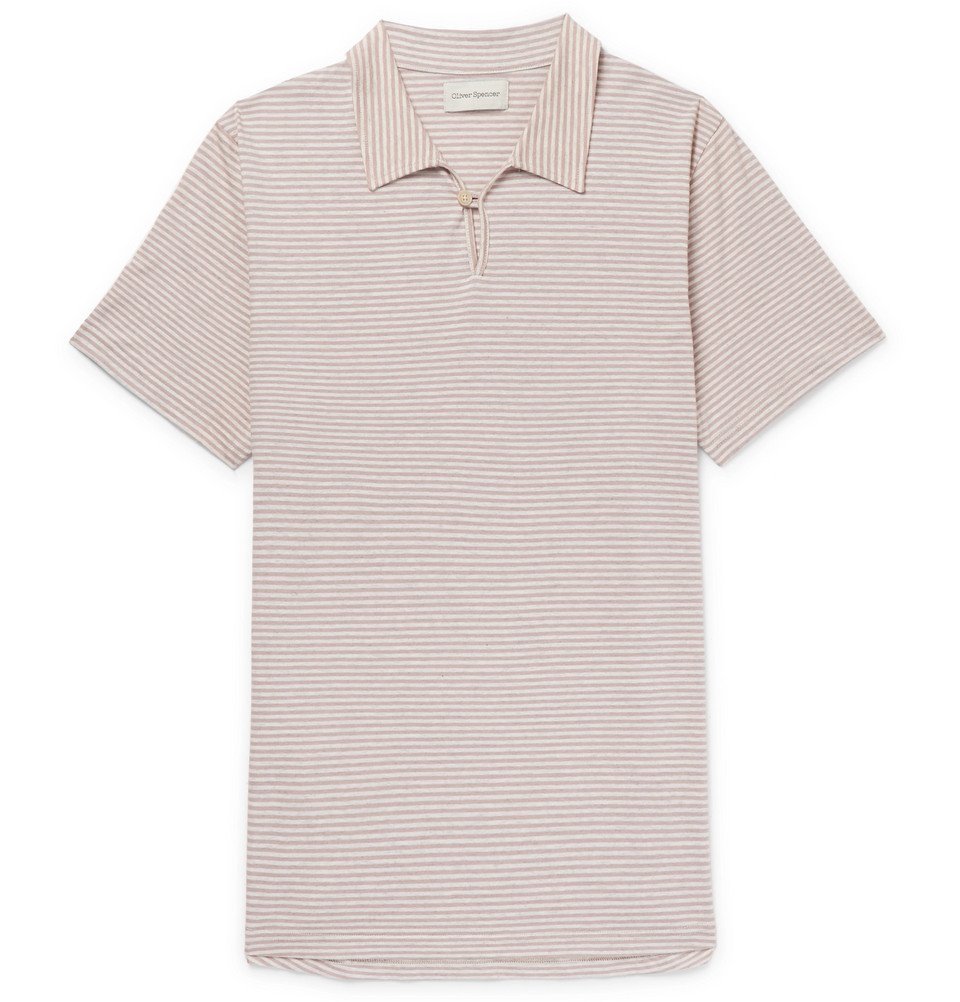 Oliver Spencer - Hawthorn Striped Cotton-Jersey Polo Shirt - Men - Pink