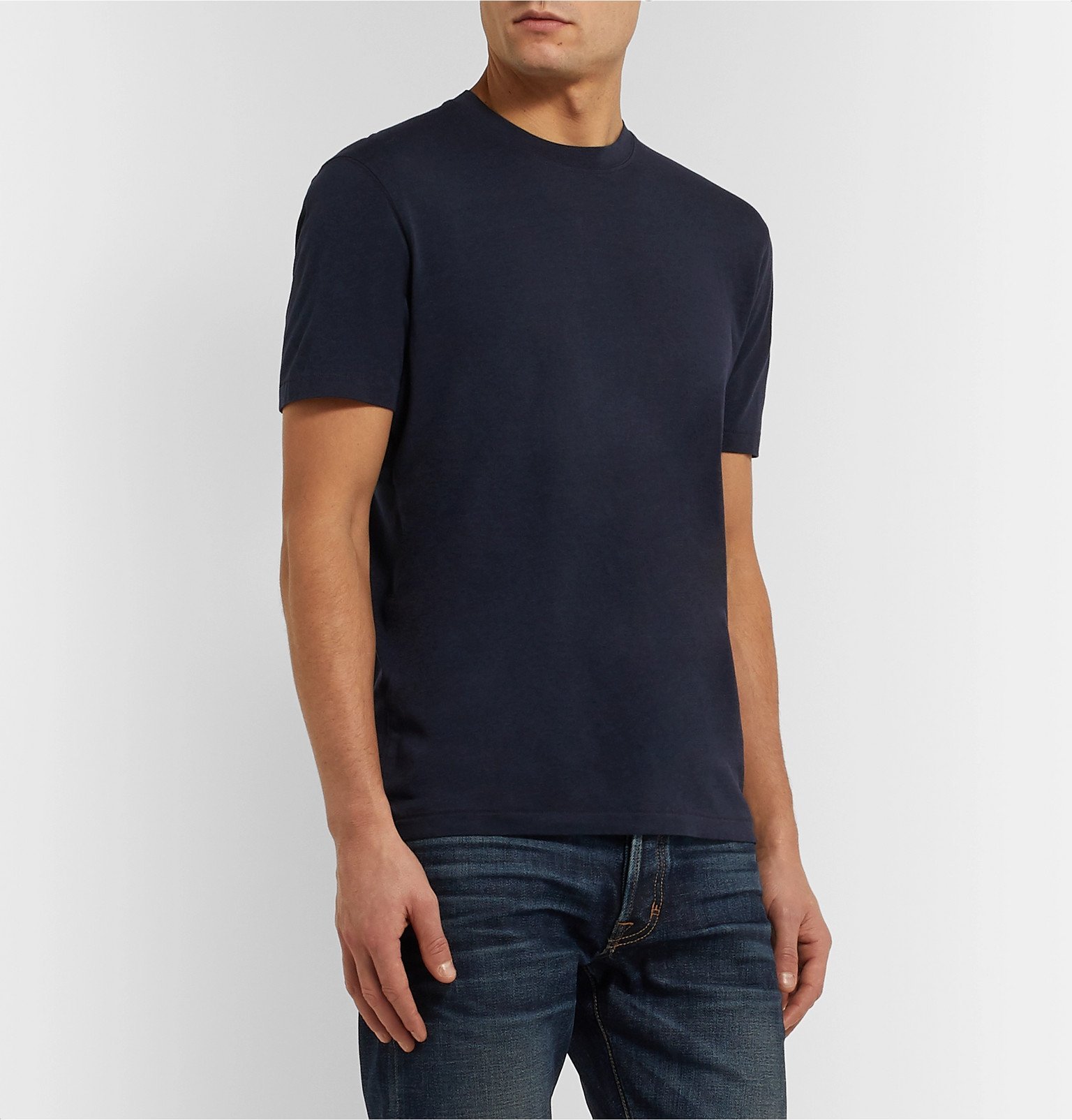 TOM FORD - Slim-Fit Lyocell and Cotton-Blend Jersey T-Shirt - Blue TOM FORD