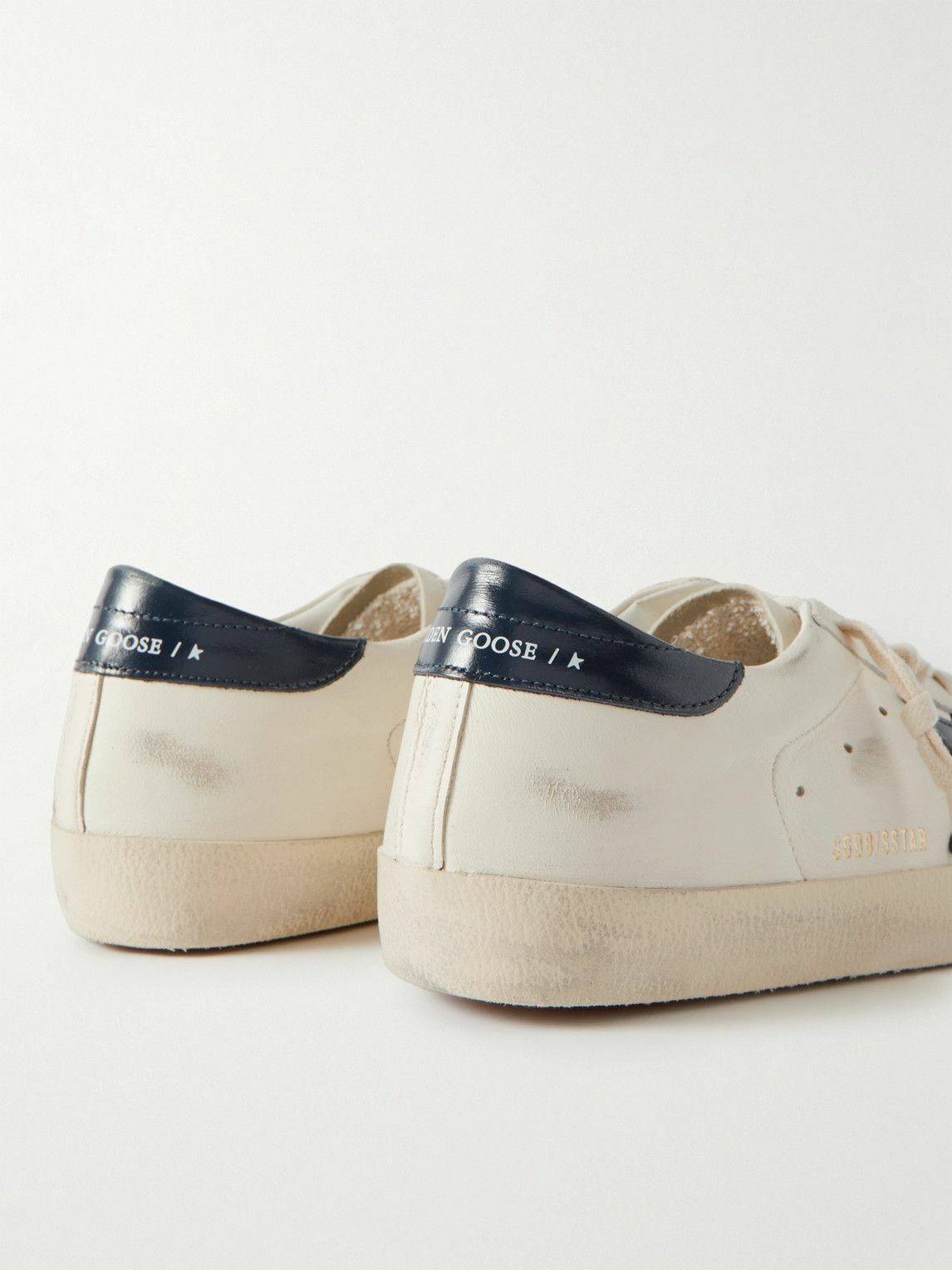 Golden Goose Superstar Distressed Leather Sneakers White Golden