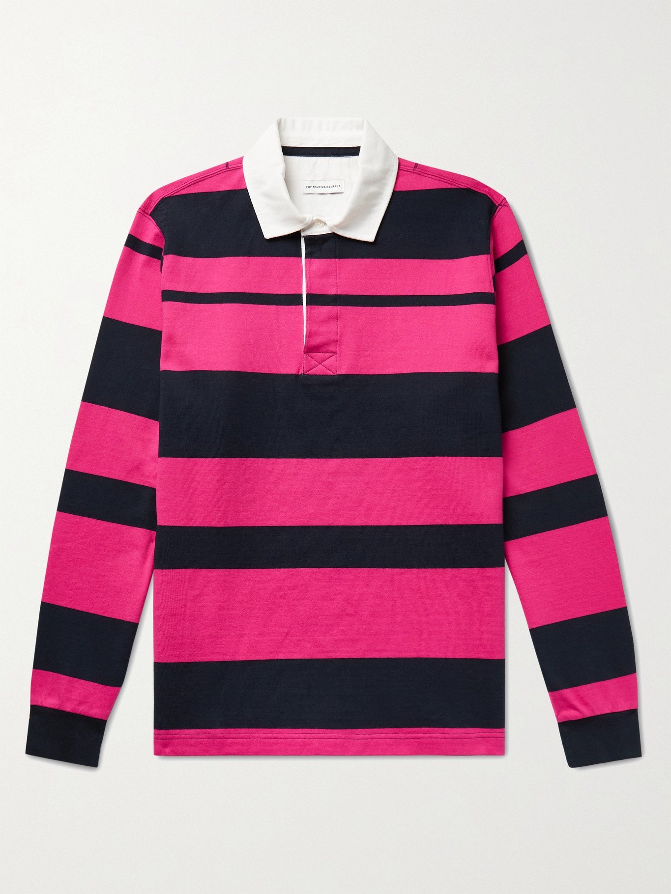 Pop Trading Company - Striped Cotton-Jersey Polo Shirt - Pink Pop ...