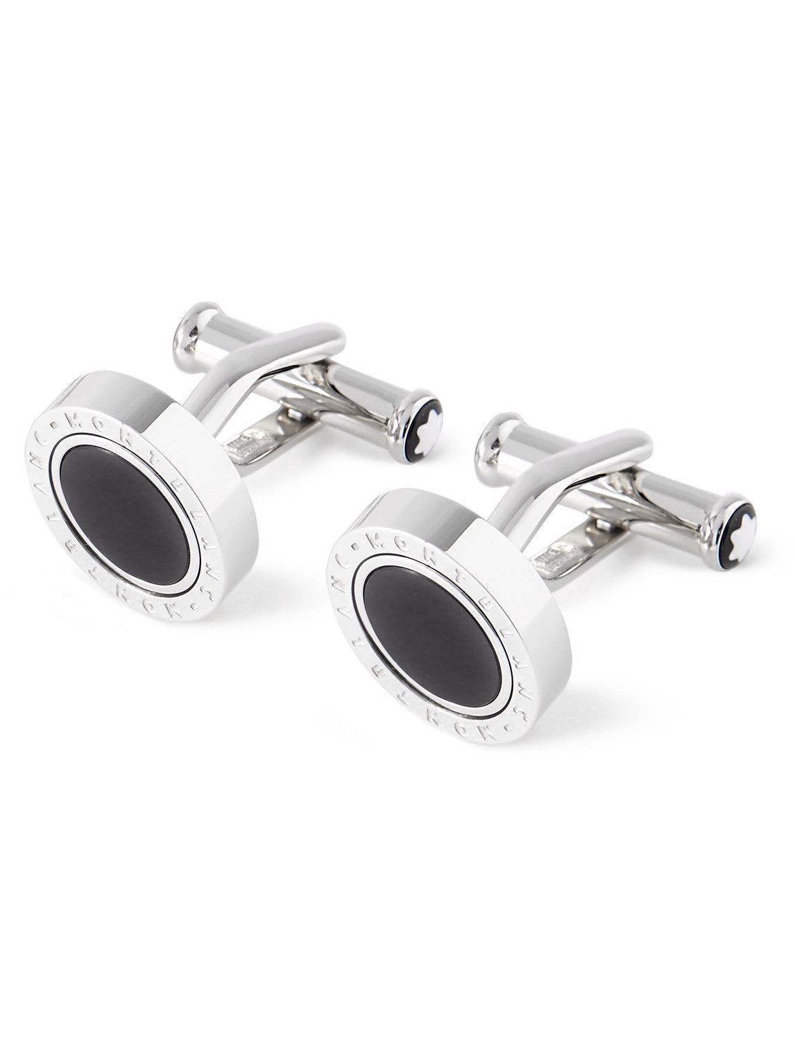 Montblanc Meisterstück Stainless Steel and Onyx Cufflinks Montblanc