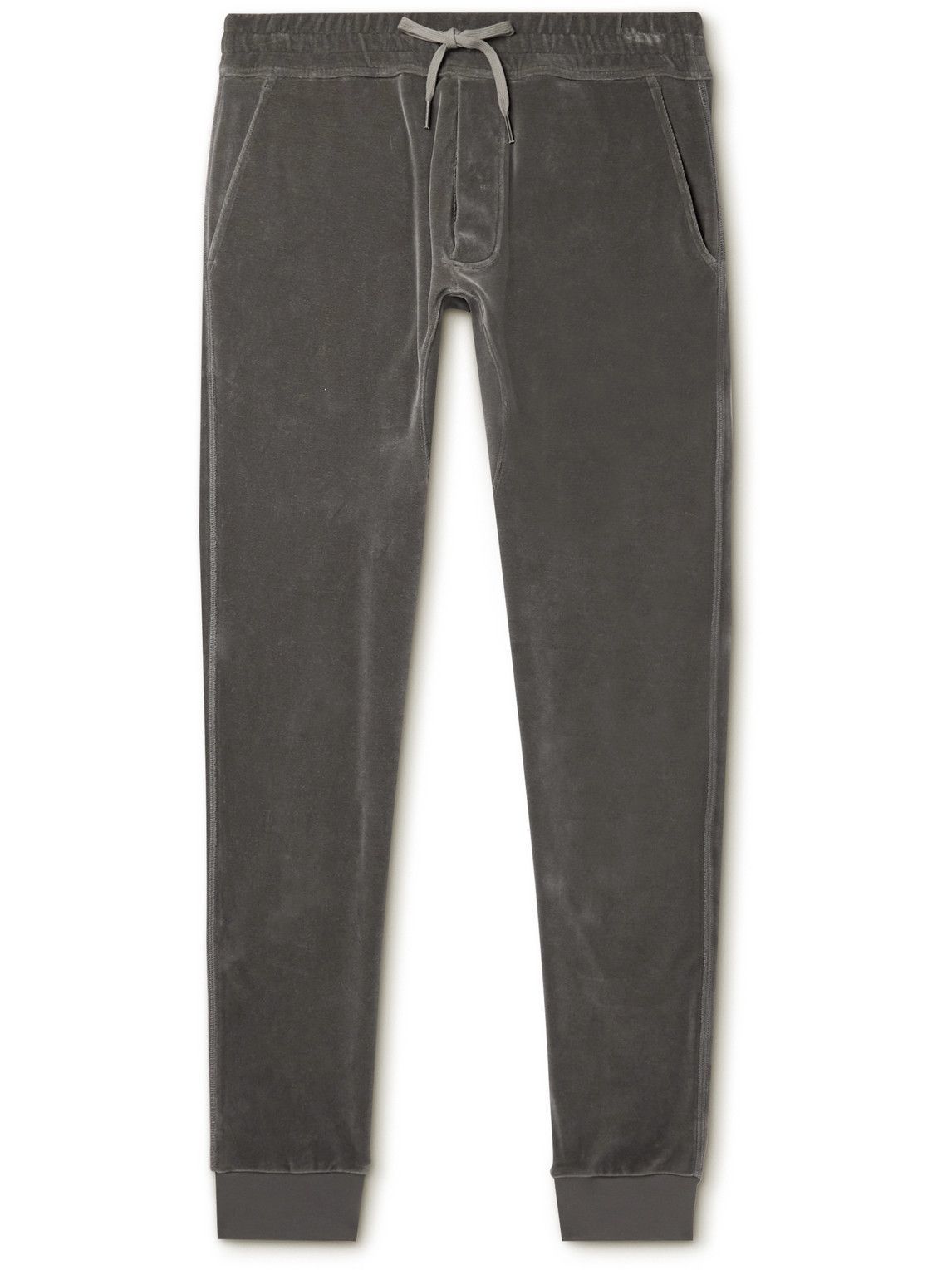 TOM FORD - Tapered Cotton-Blend Velour Sweatpants - Gray TOM FORD