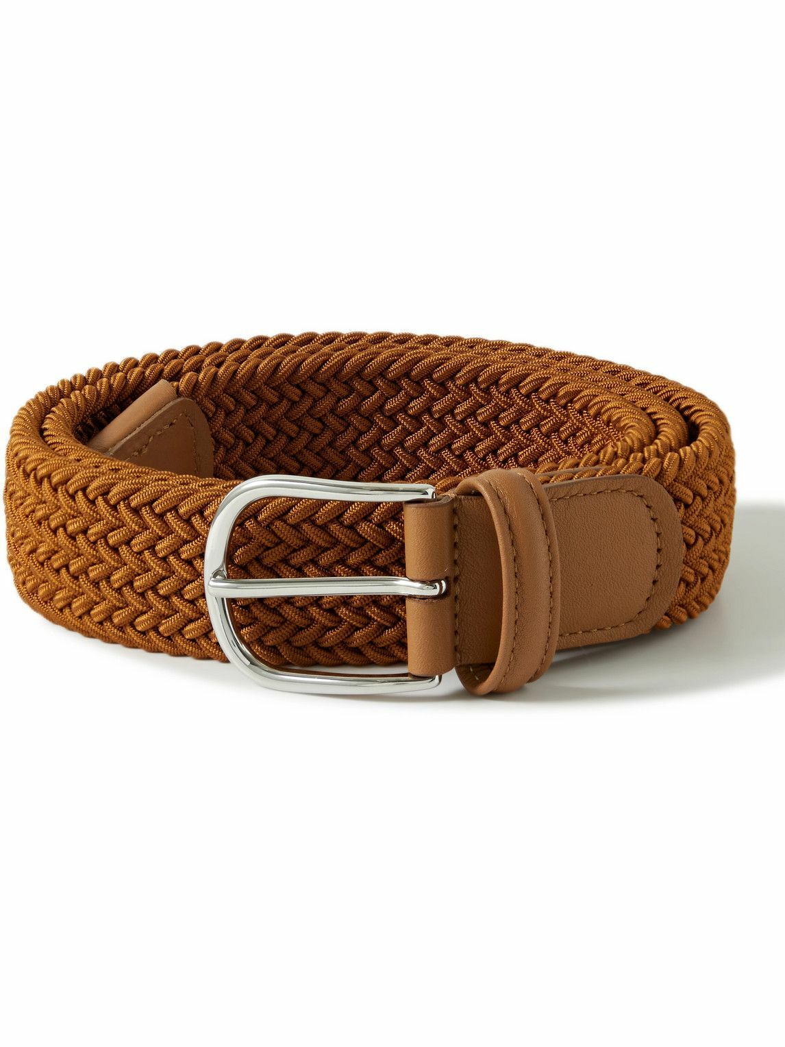 Anderson's 3.5cm LeatherTrimmed Woven Elastic Belt Brown Anderson's
