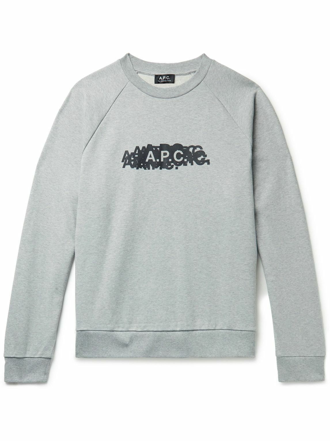 Photo: A.P.C. - Logo-Print Cotton-Jersey Sweatshirt - Gray