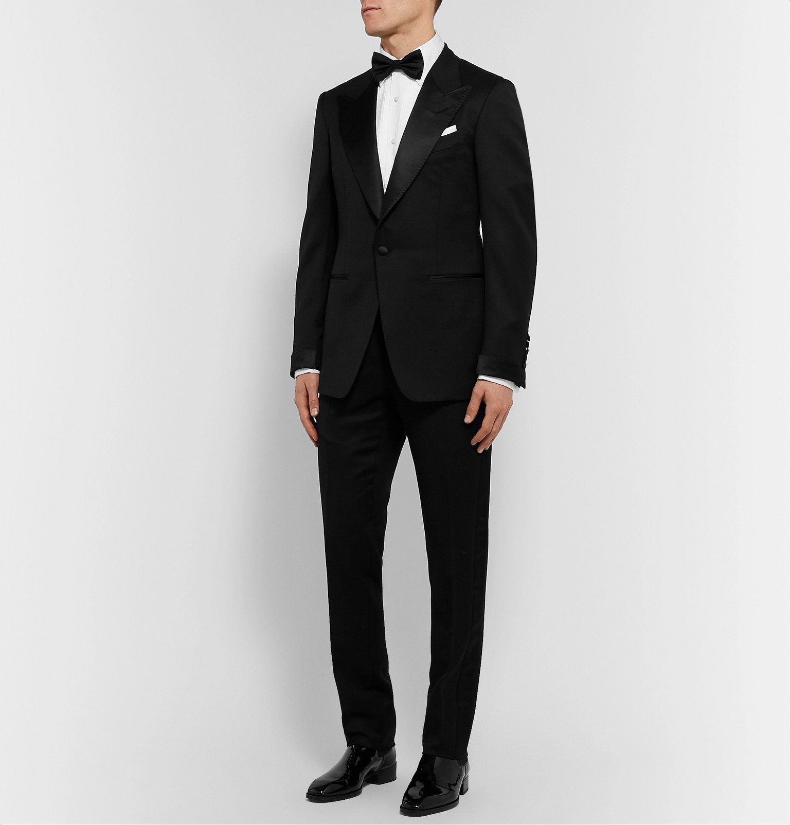 TOM FORD - Black Shelton Slim-Fit Satin-Trimmed Wool and Mohair-Blend ...