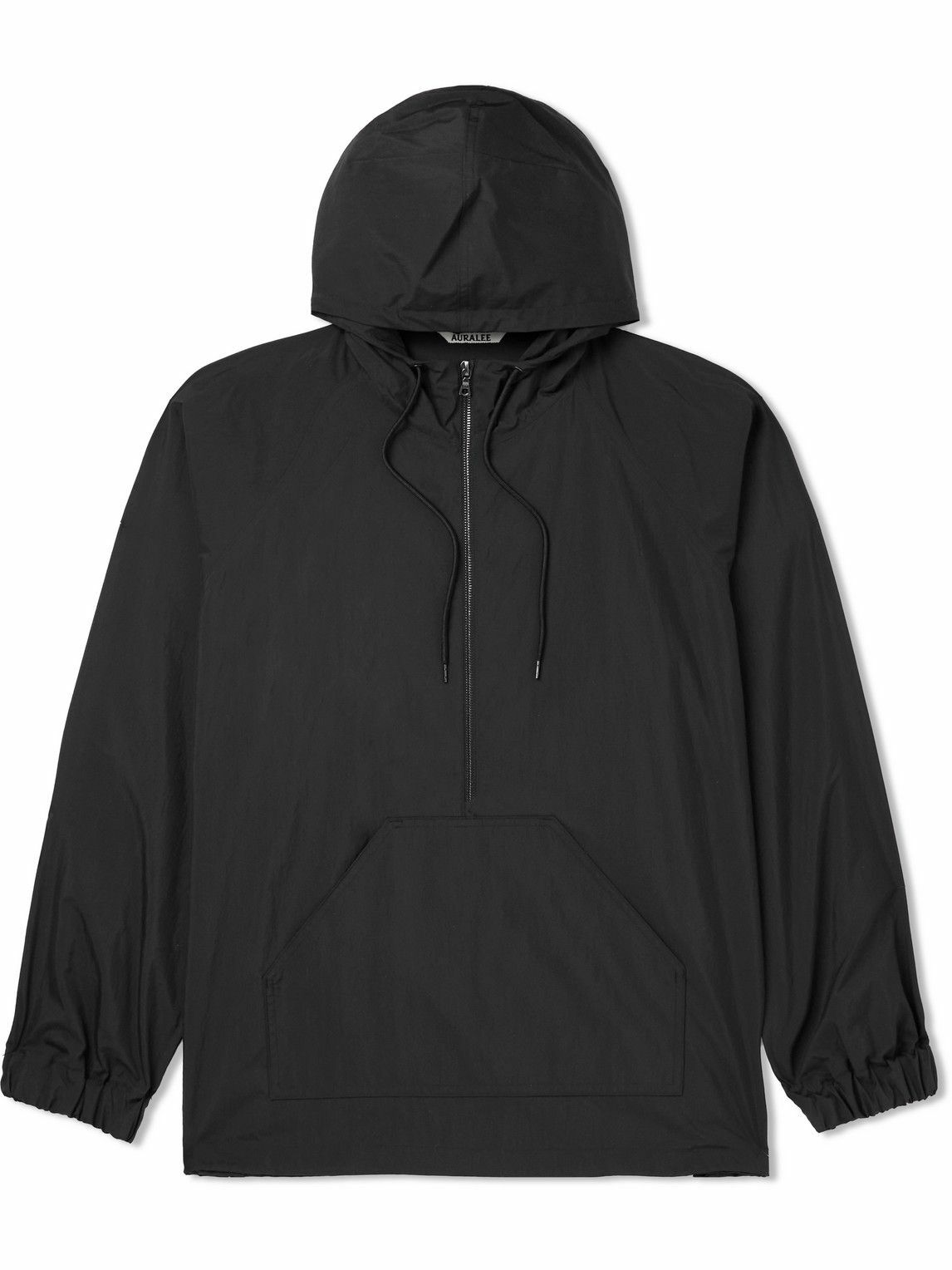 Auralee - Washed Cotton-Blend Shell Half-Zip Hooded Jacket - Black Auralee