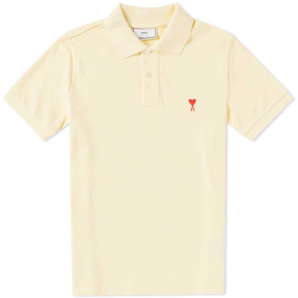 AMI Heart Embroidered Polo Yellow AMI Alexandre Mattiussi