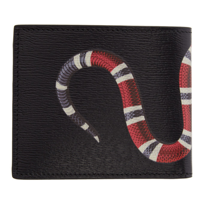 gucci black leather snake wallet