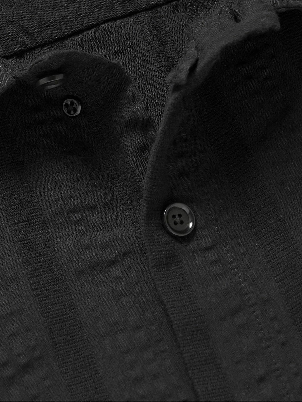 Oliver Spencer Riviera Organic CottonSeersucker Shirt Black Oliver