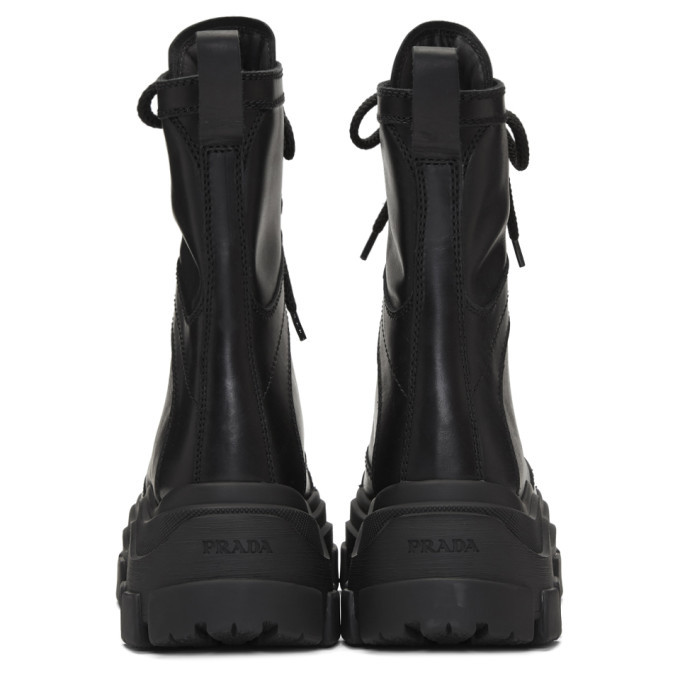 Prada Black Leather Mid-Calf Boots Prada