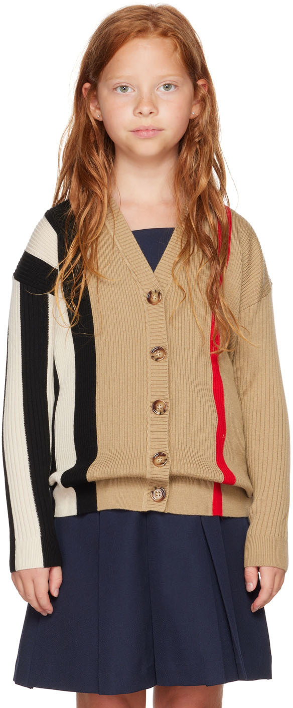 Burberry Kids Brown Icon Stripe Cardigan Burberry