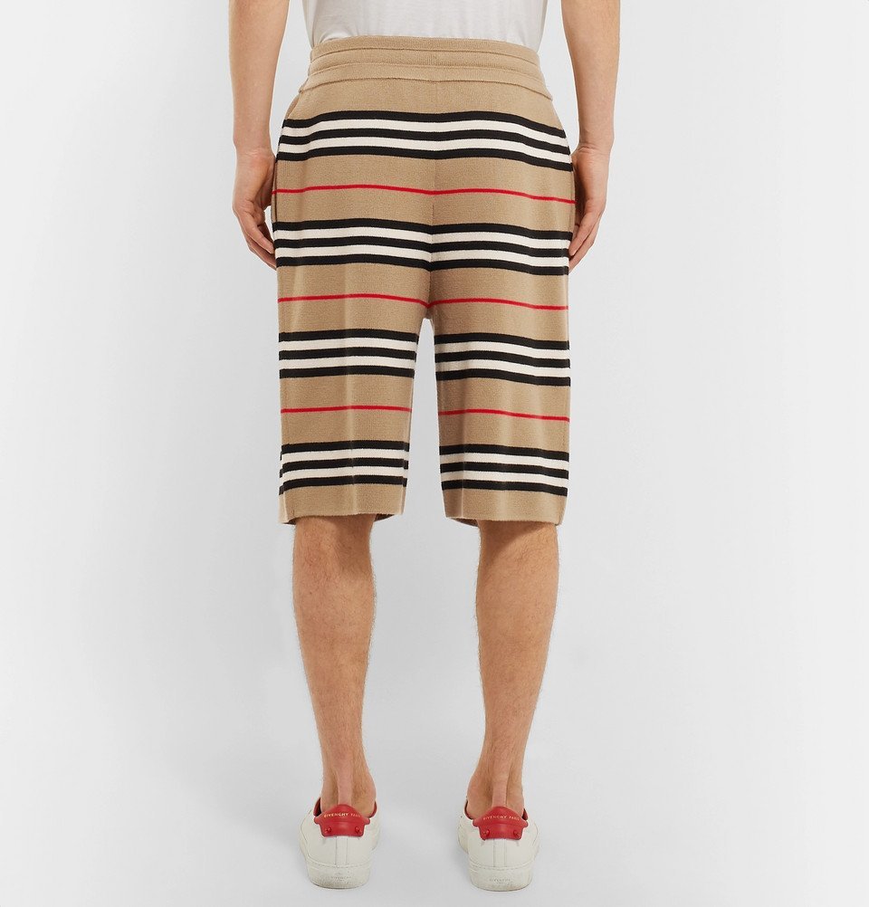 Burberry - Striped Merino Wool Drawstring Shorts - Camel Burberry