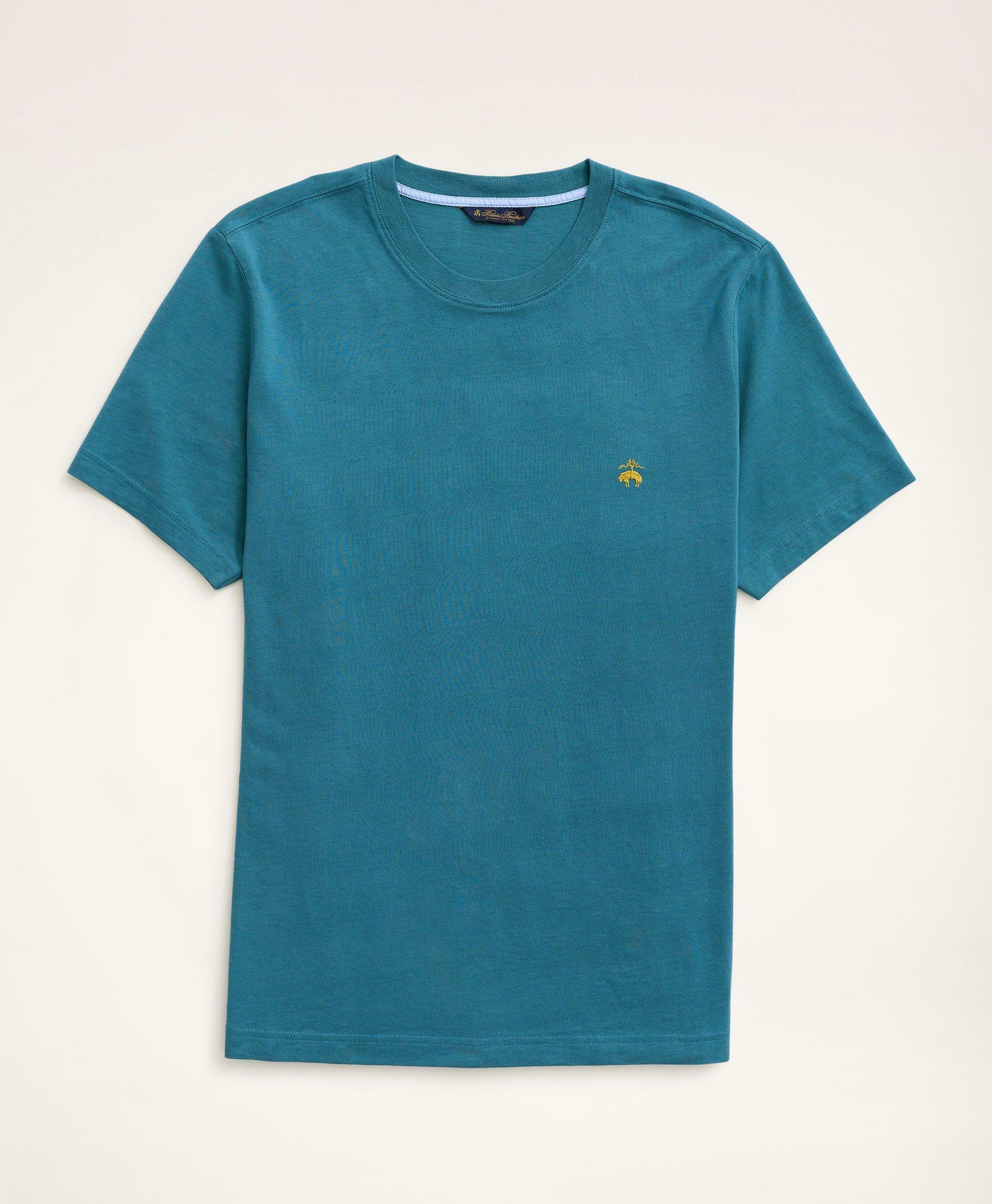 Brooks Brothers Men's Washed Supima Cotton Logo Crewneck T-Shirt | Medium Teal