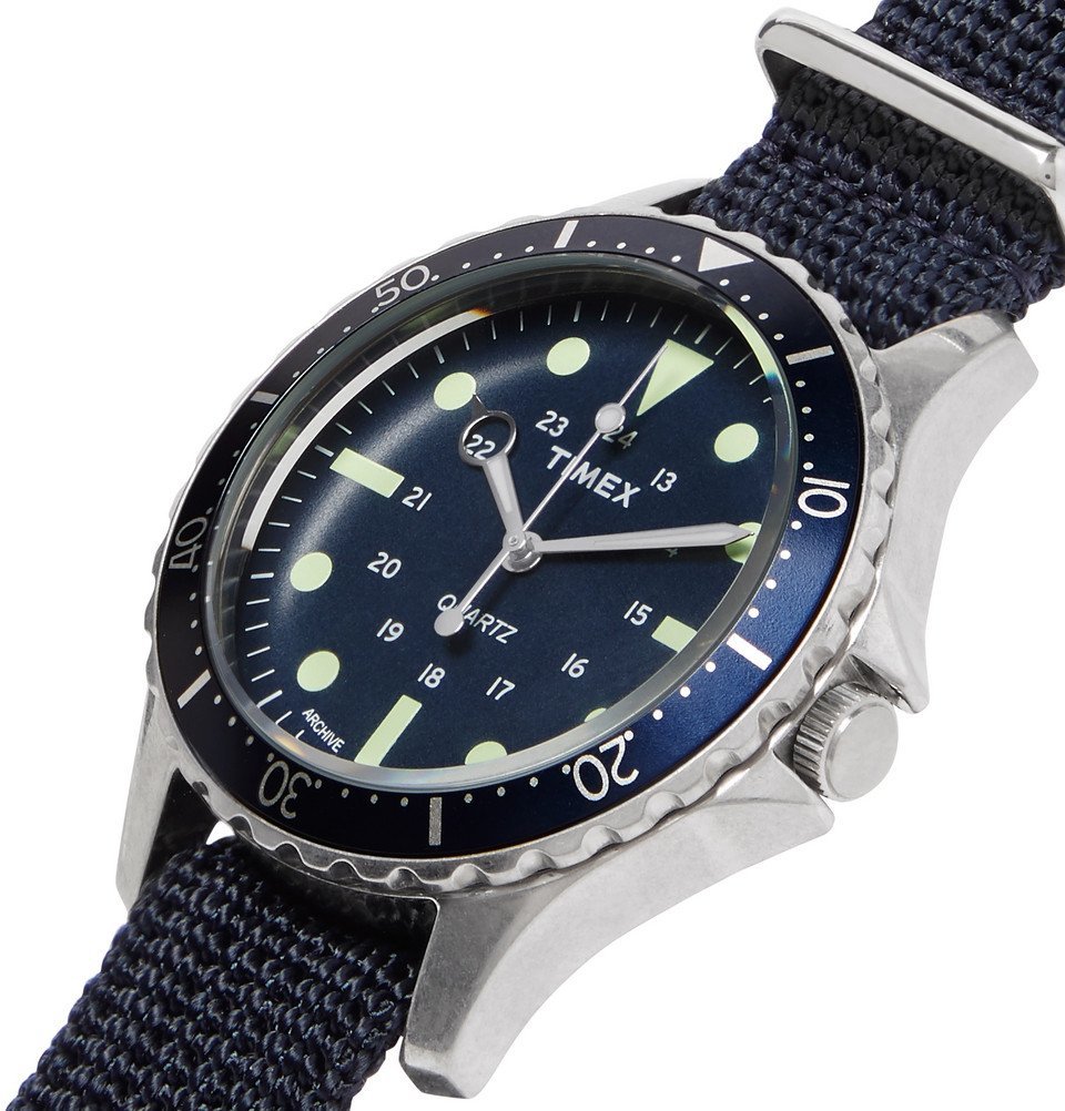 Timex - Navi Harbor Stainless Steel and Nylon-Webbing Watch - Men - Blue  Timex